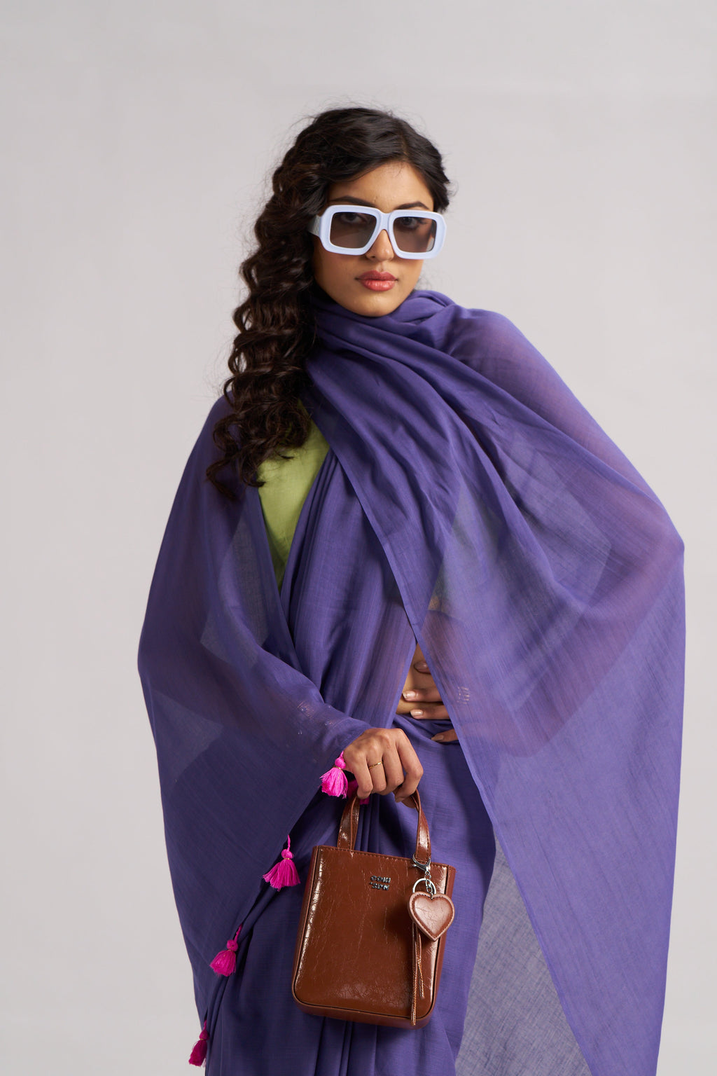 PURPLE SHADE VISCOSE MUL LIVA SOLID SAREE