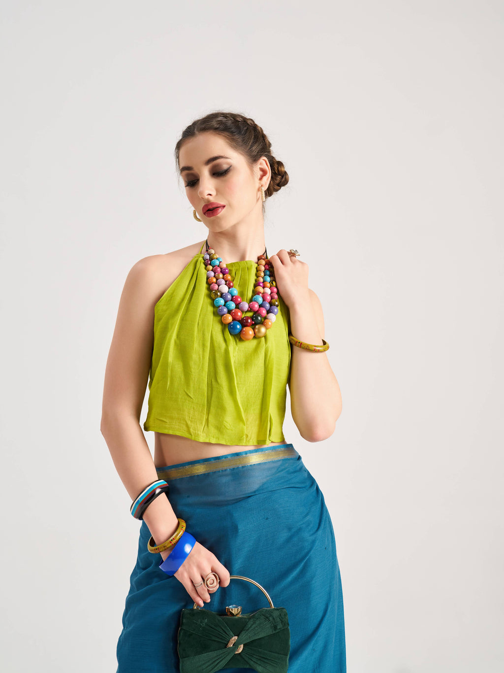 BAHAMA BLUE VISCOSE MUL VIRGO VEDIC ZODIAC THREAD WORK SAREES