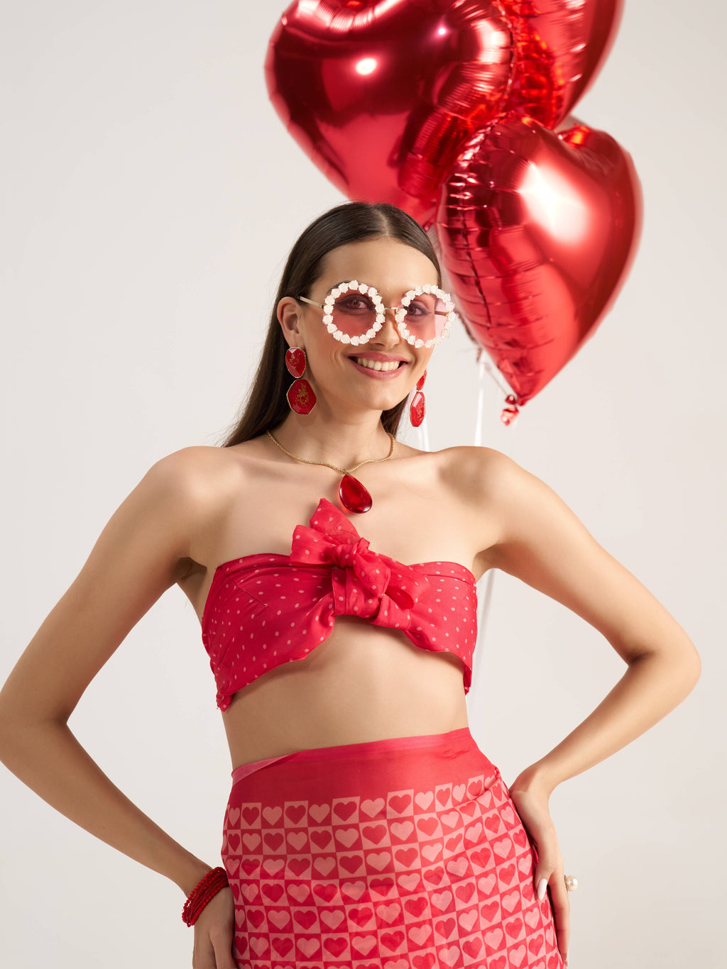 RED VISCOSE ORGANZA DIGITAL PRINTED SAREE