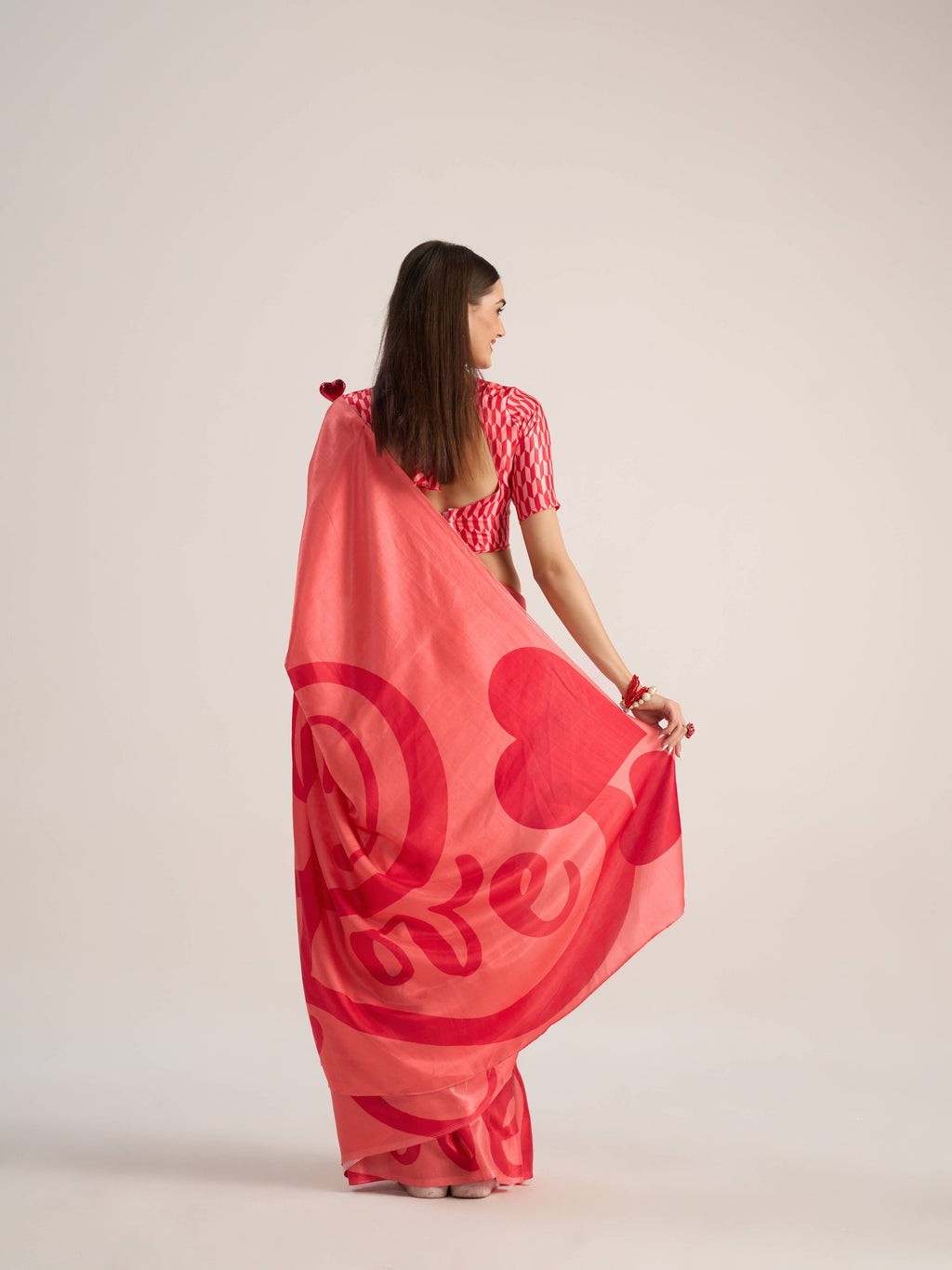 RED & PINK VISCOSE MUL LIVA DIGITAL PRINTED SAREE