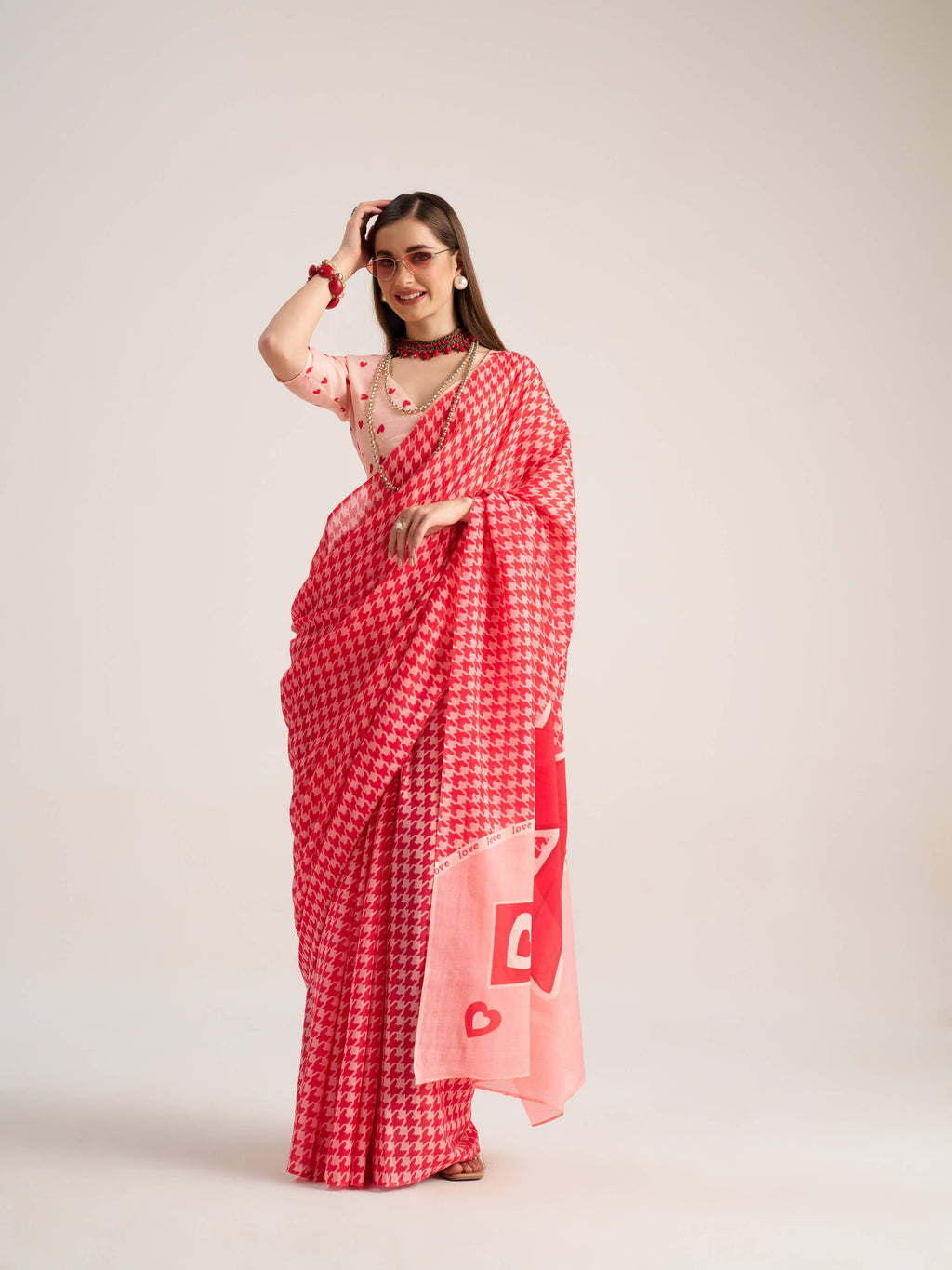 CLASSIC RED VISCOSE MUL LIVA DIGITAL PRINTED SAREE