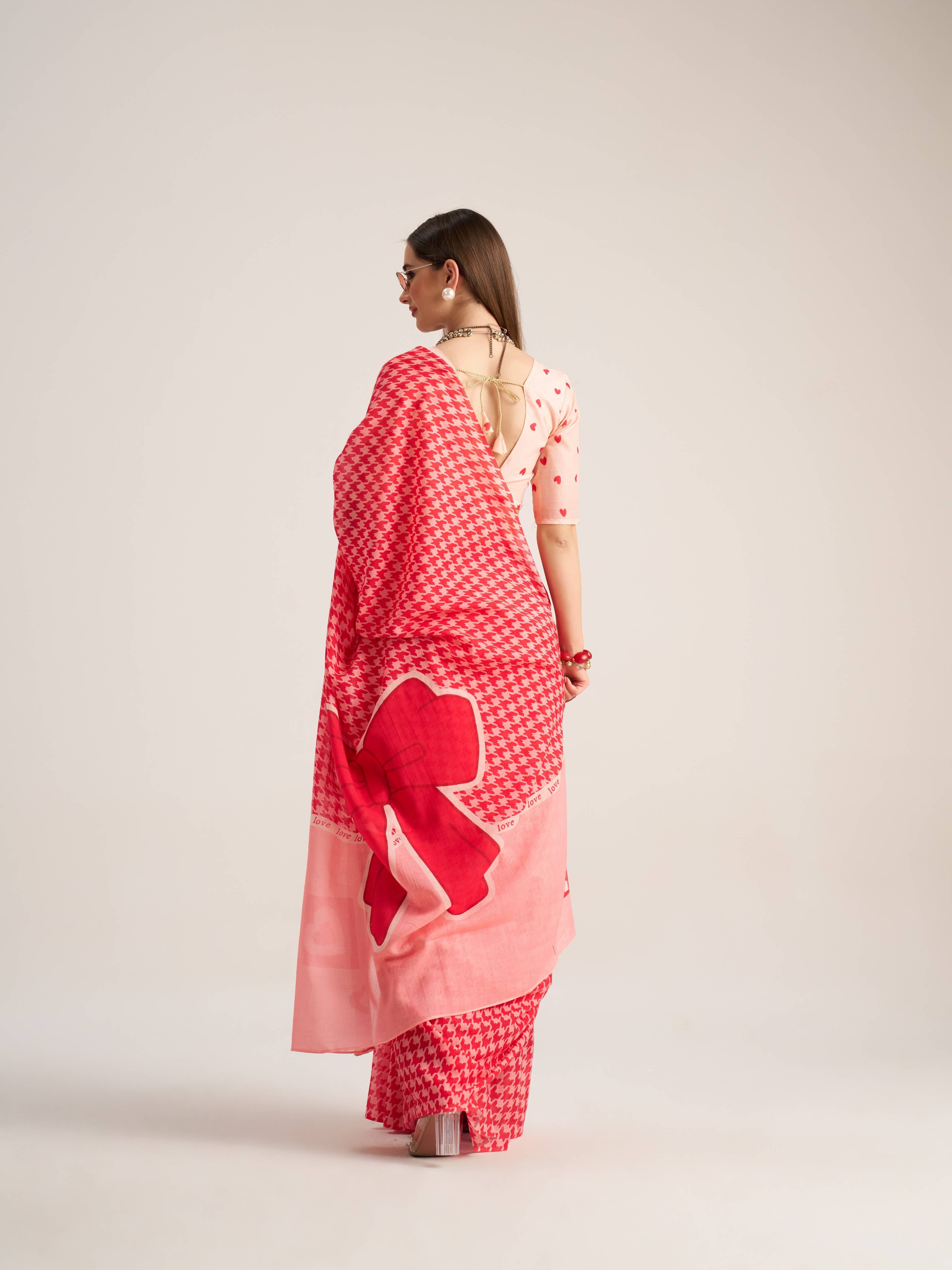 CLASSIC RED VISCOSE MUL LIVA DIGITAL PRINTED SAREE