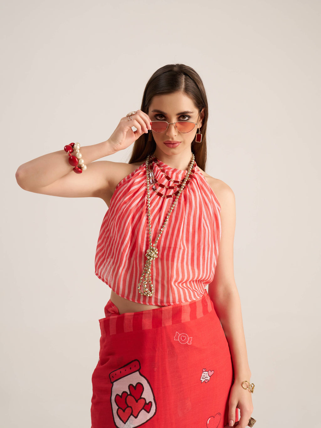 RED VISCOSE MUL LIVA DIGITAL PRINTED SAREE