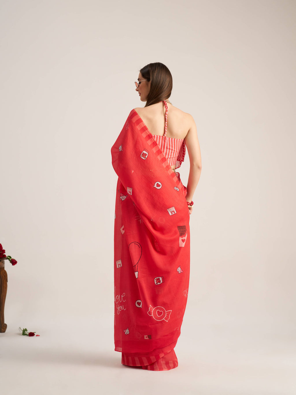 RED VISCOSE MUL LIVA DIGITAL PRINTED SAREE