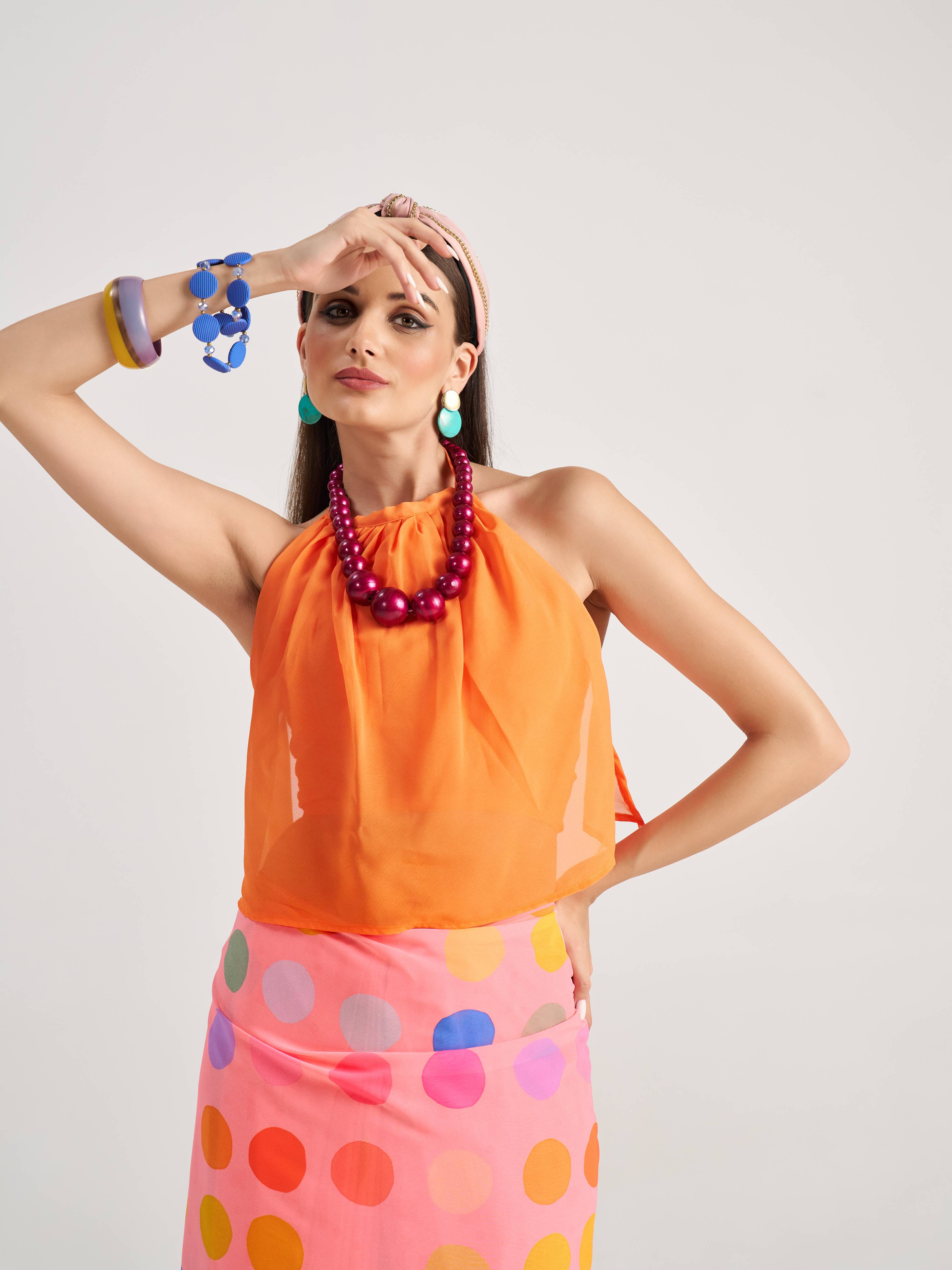 LIGHT PINK GEORGETTE POLKA POPS DIGITAL PRINTED SAREE