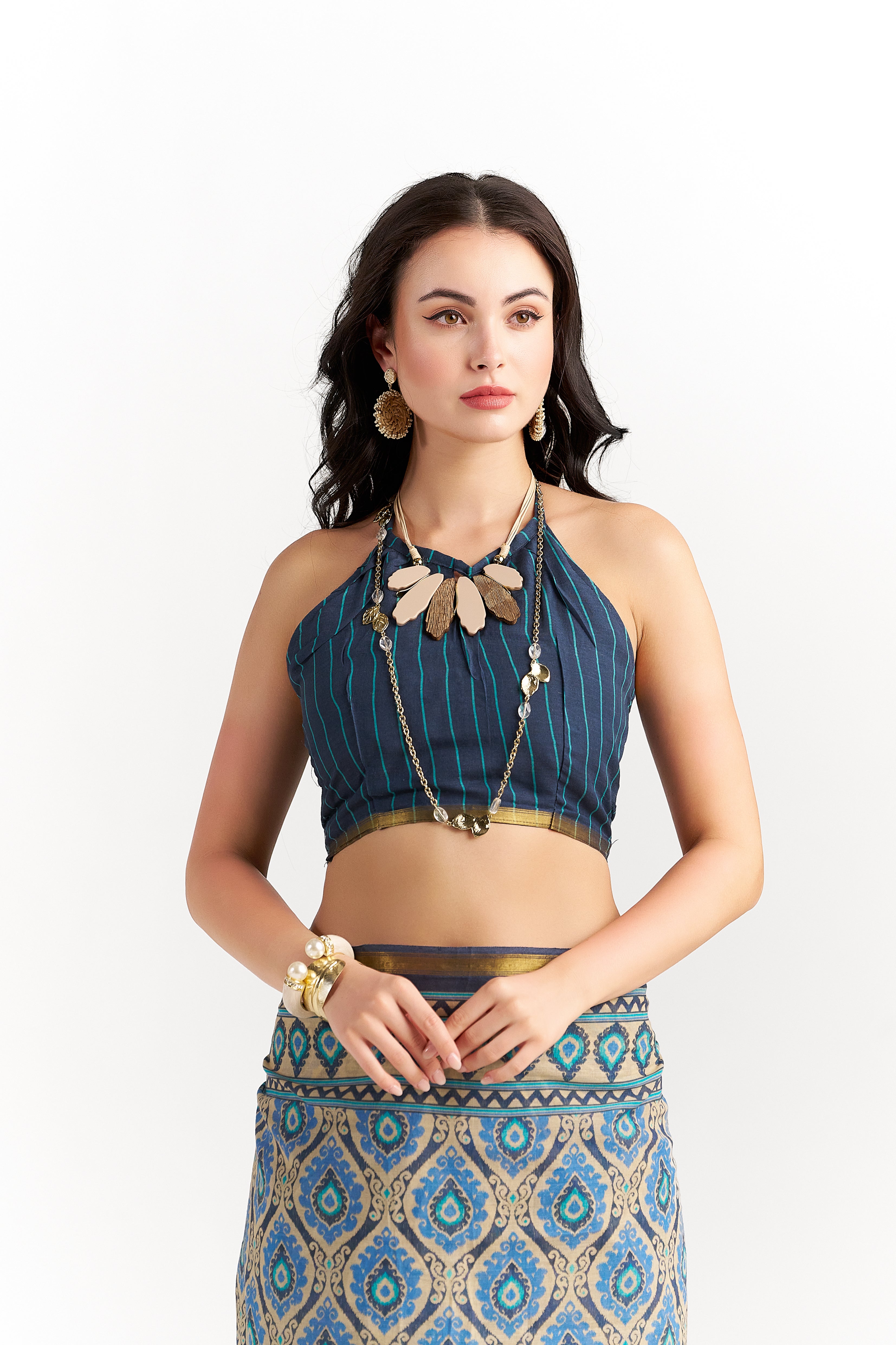 GLAUCOUS BLUE VISCOSE MUL LIVA DIGITAL PRINTED SAREE