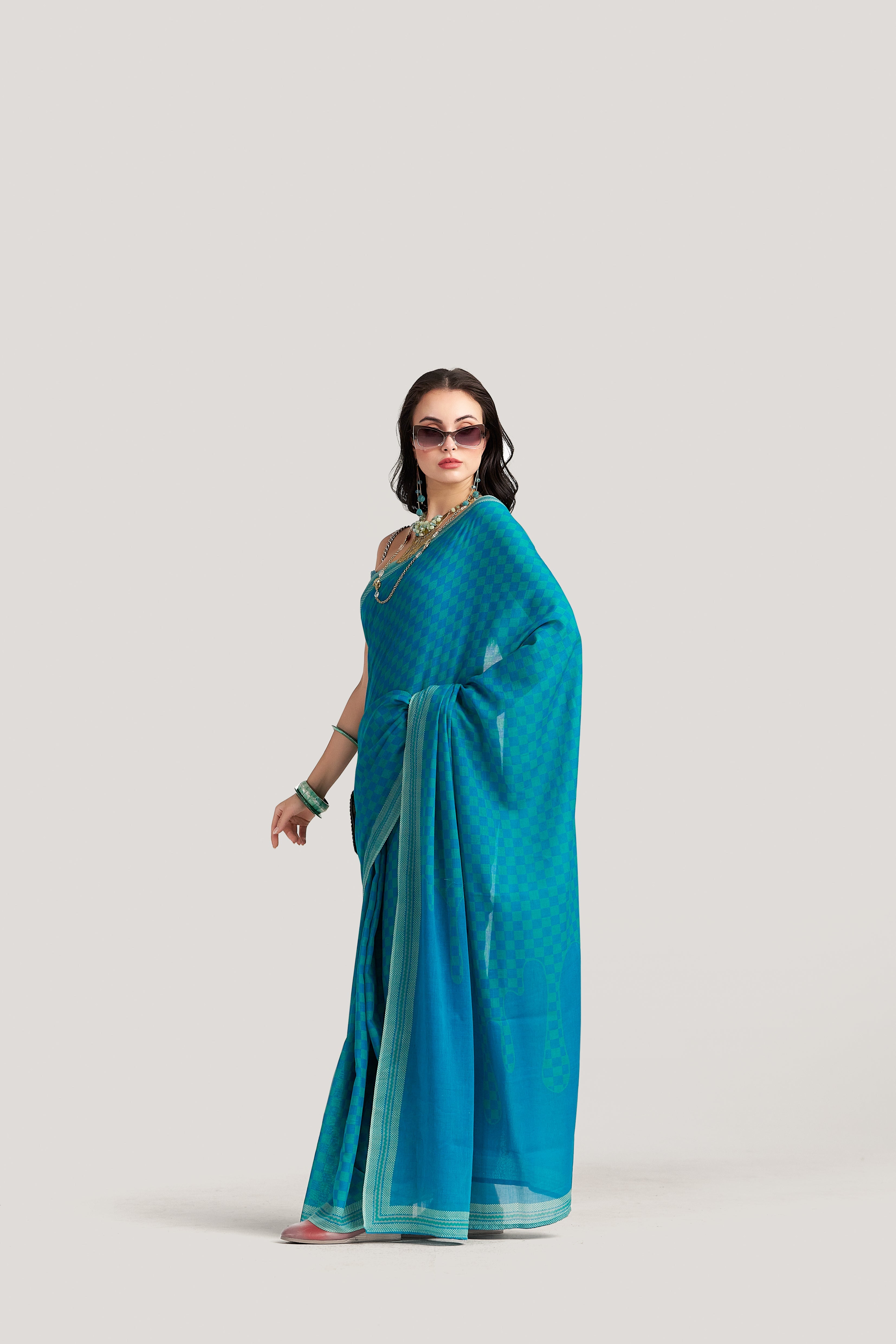 CAPRI BLUE VISCOSE MUL LIVA DIGITAL PRINTED SAREE