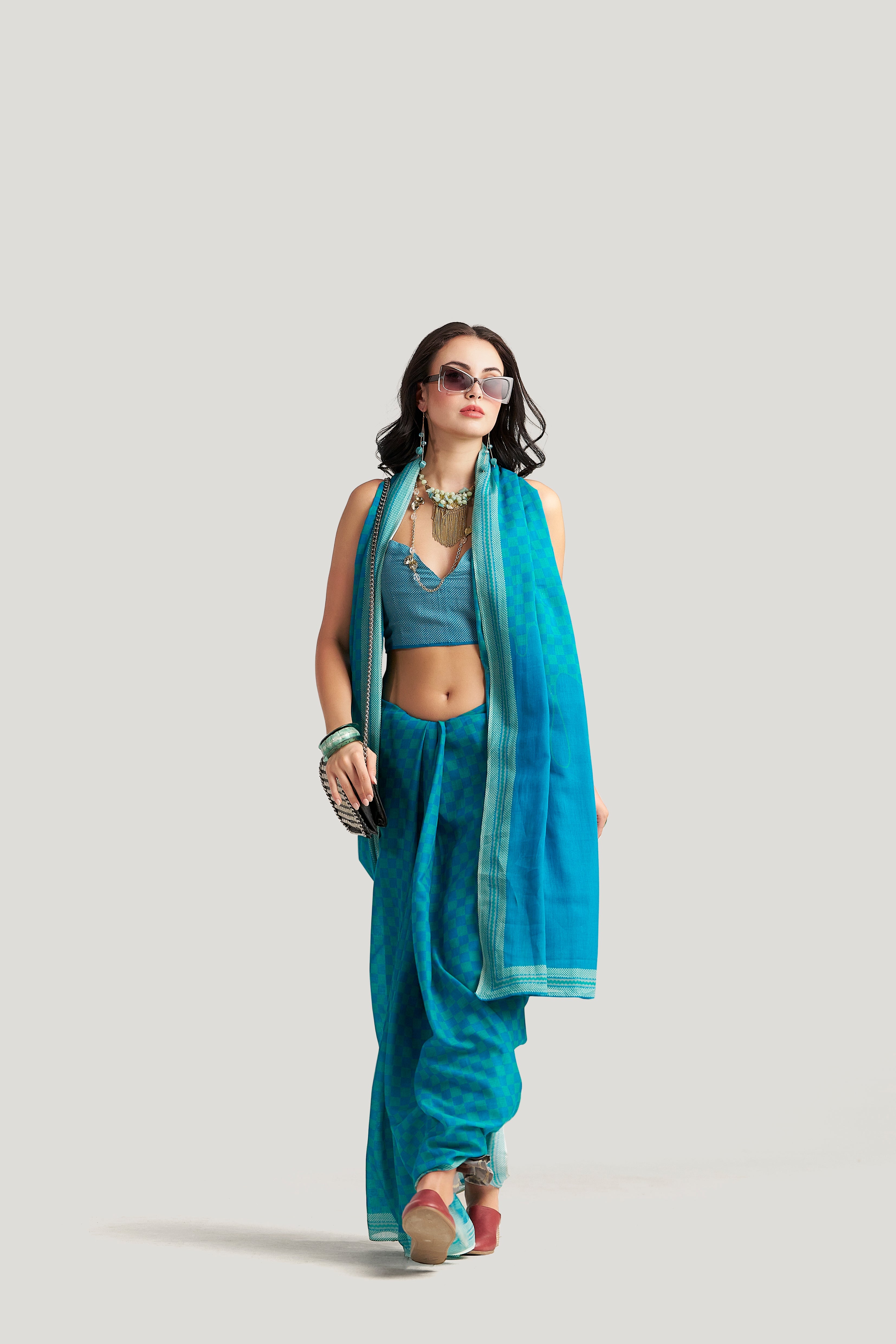 CAPRI BLUE VISCOSE MUL LIVA DIGITAL PRINTED SAREE