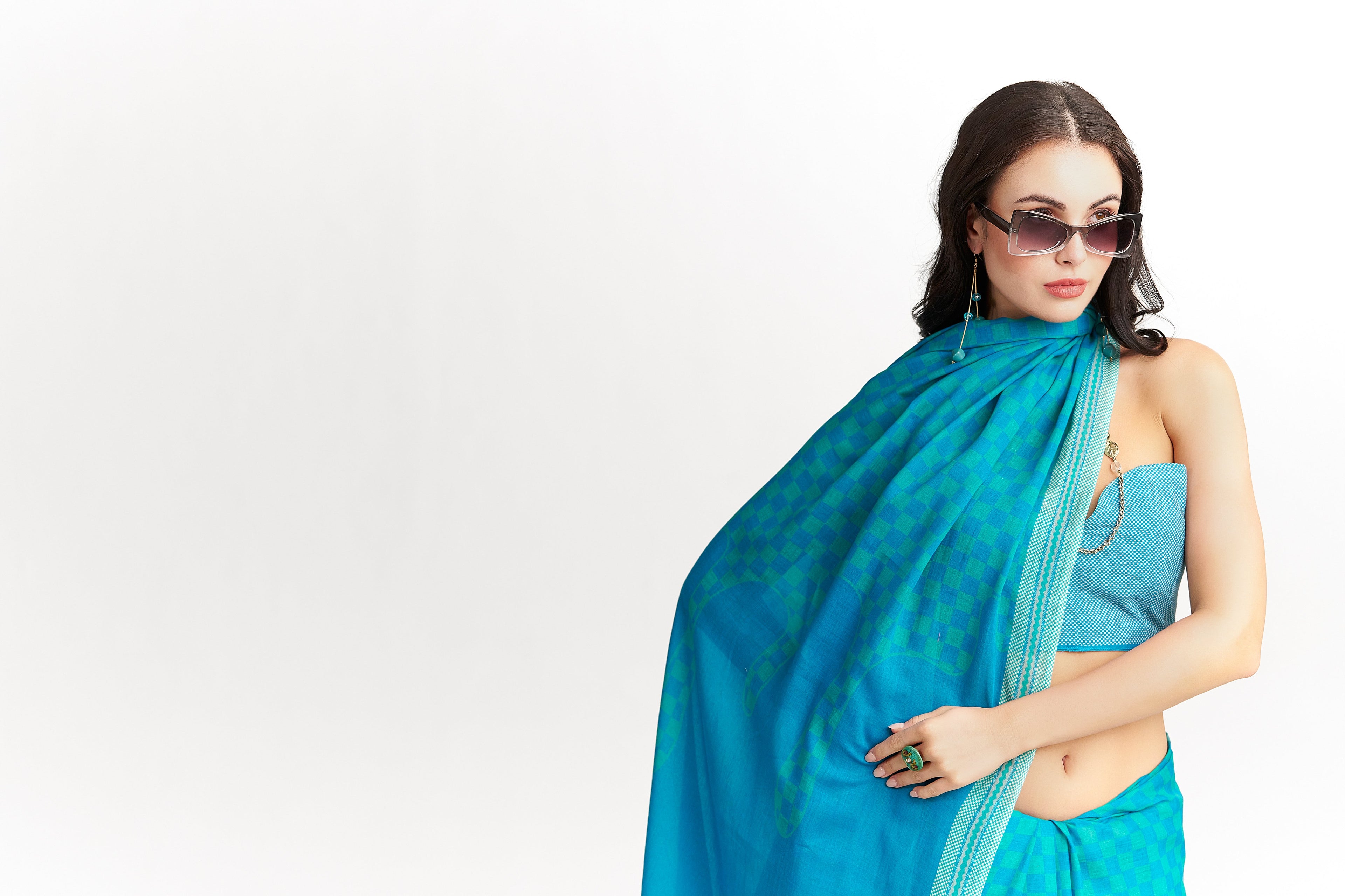 CAPRI BLUE VISCOSE MUL LIVA DIGITAL PRINTED SAREE