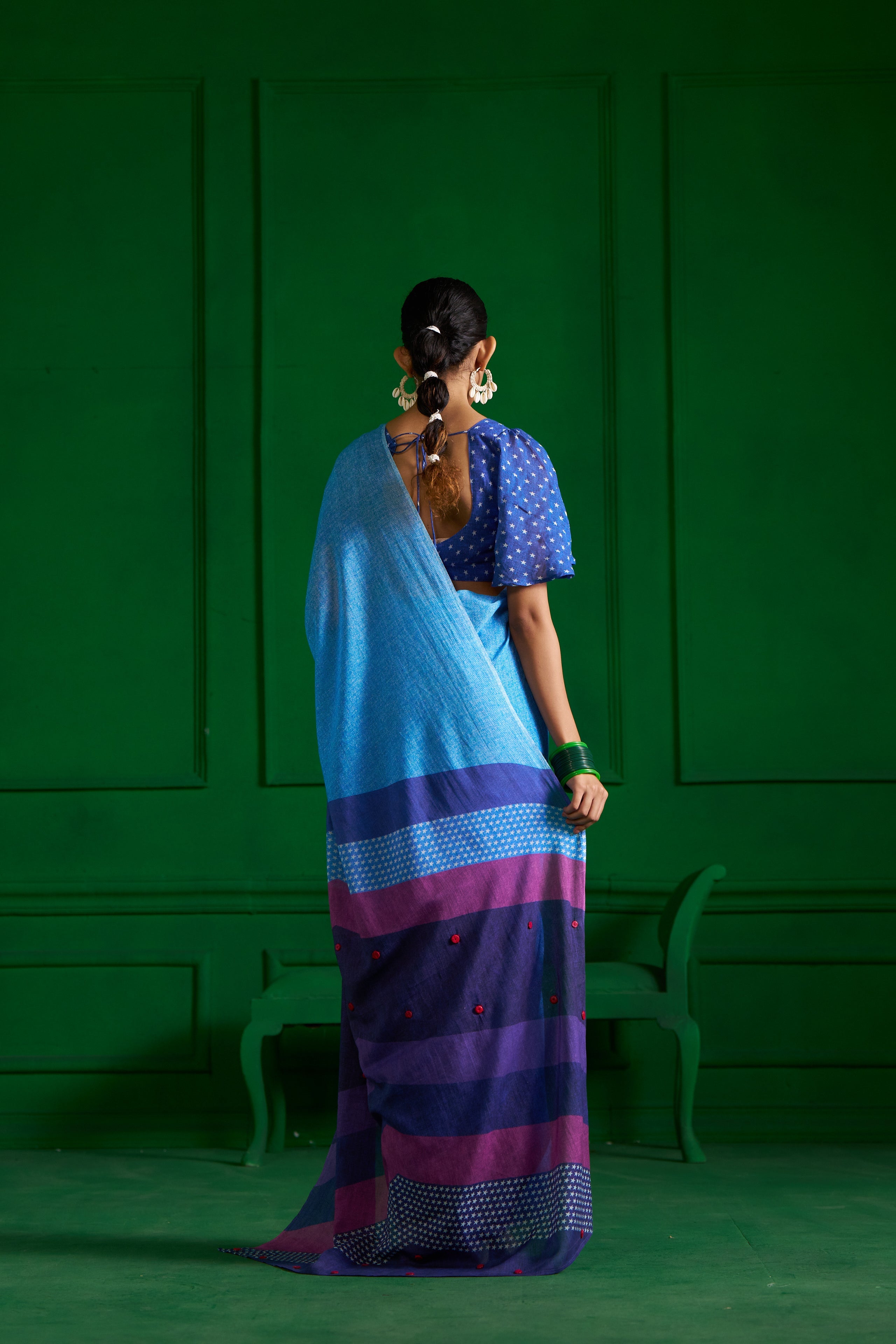 INK BLUE VISCOSE MUL OMBRE DENIM SAREE