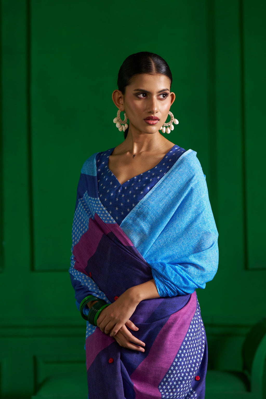 INK BLUE VISCOSE MUL OMBRE DENIM SAREE